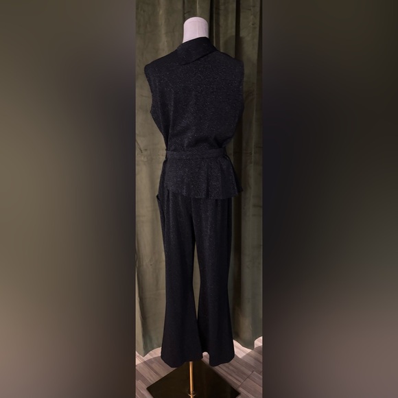 Chiara Boni Black shimmery Belted Flare Jumpsuit, US8 - Picture 7 of 12